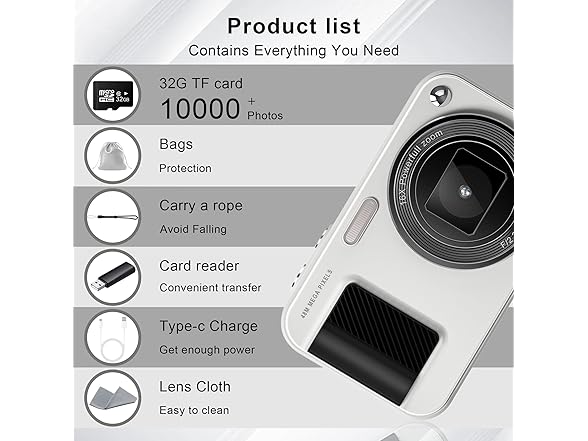 JVSCAM 48MP Point and Shoot Camera