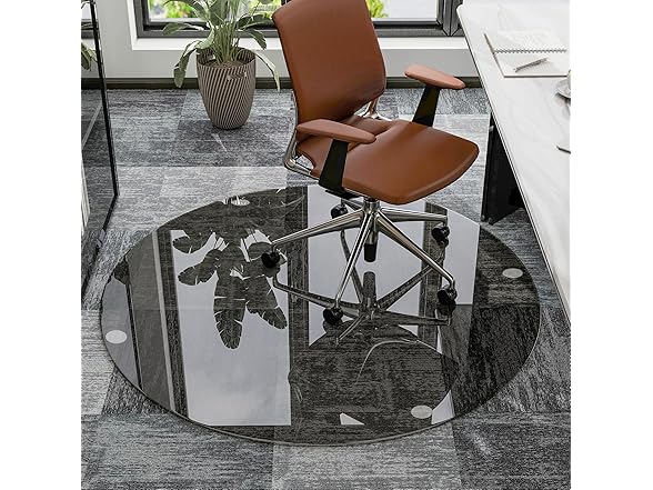 46" x 46" Round Tempered Glass Chair Mat