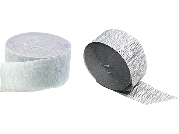 White and Silver Metallic Crepe Paper