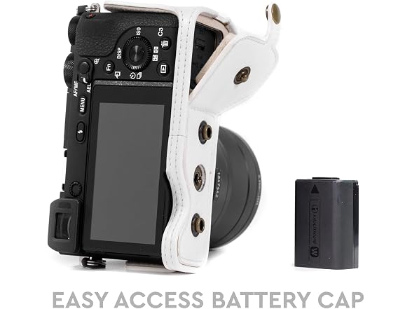 MegaGear Ever Ready Leather Camera Case and Strap (Fits Up to 16-70mm Lens) (White)