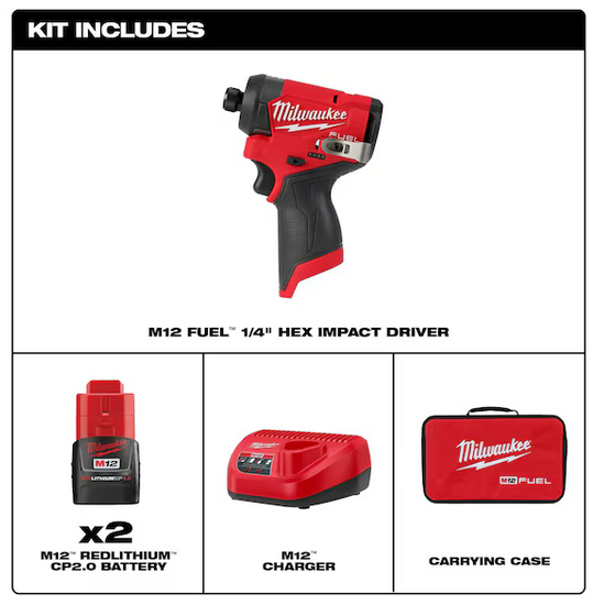 Milwaukee 3453-22 M12 FUEL 1/4in Hex Impact Kit - Gallery 9