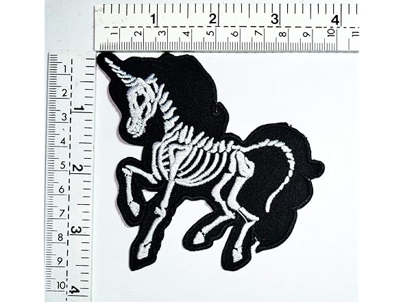 Black Unicorn Horse Skeleton Bone Patch