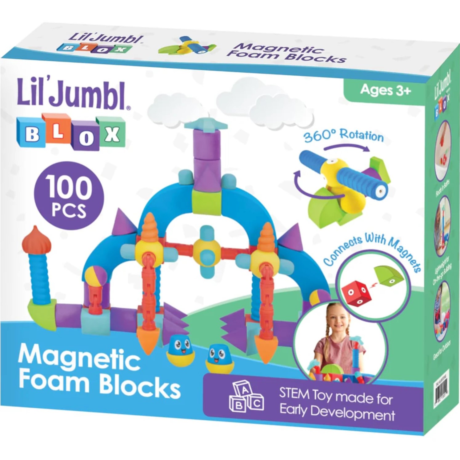 Lil' Jumbl Blox 100-Piece Magnetic Building Blocks Play Set - Gallery 4