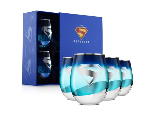 JoyJolt DC Superman A Symbol of Hope Stemless Drinking Glasses
