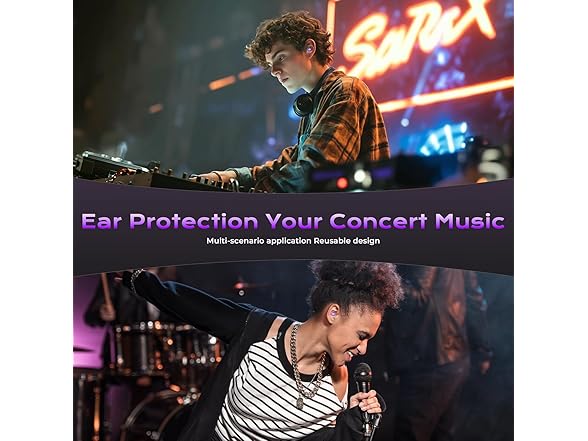 Concert Ear Plugs, 2 Pairs High Fidelity