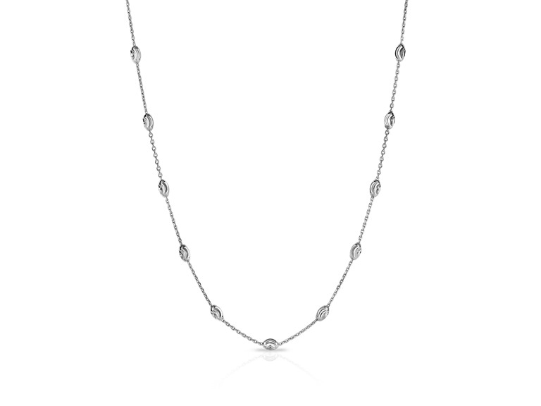 Italian 925 Sterling Silver 16 Inch Station Oval Moon Chain