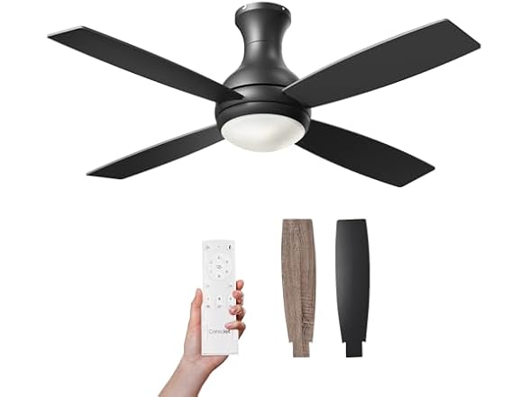 Consciot 52 Inch Ceiling Fan With Lights, Modern Black