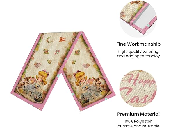 Racenaf Vintage Easter Table Runner