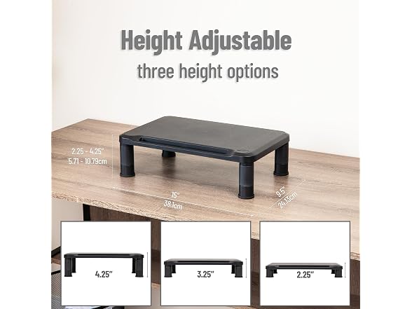 Mind Reader Monitor Stand Set of 2, Black