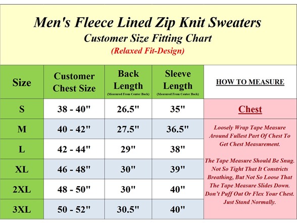 Mens Fleece Lined Full Zip Knit Sweaters