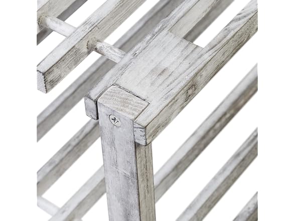 Honey-Can-Do 2-Tier Wood Shoe Rack, Grey