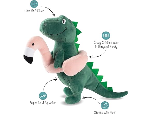 Fringe Studio Plush Dog Toy, “Pool Time Rex,”