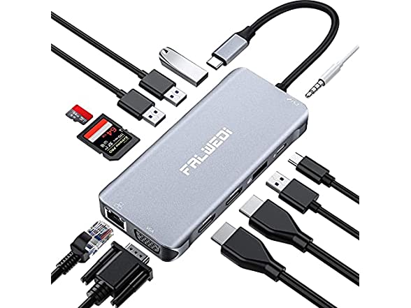 Falwedi Triple Display 12 in 1 USB C Hub (Open Box)