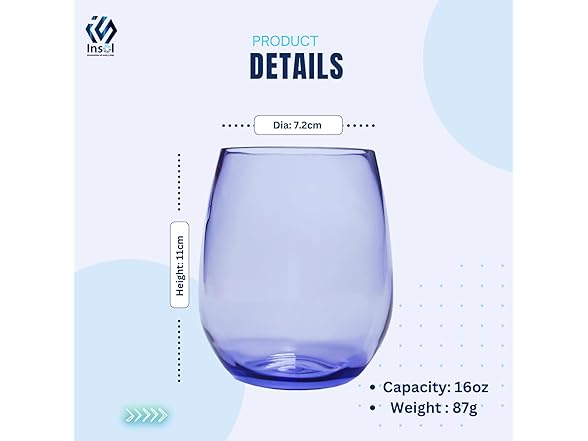 InSol Set of 6 Colored Wine Glasses