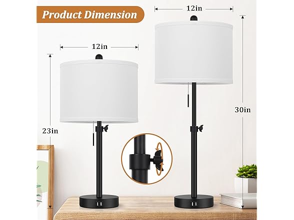 Kondras Table Lamp for Bedroom Set of 2