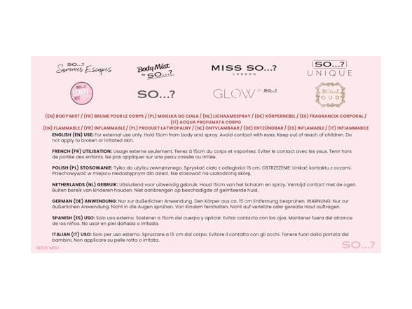 So…? Bondi Beauty Body Mist Fruity Gourmand Scent