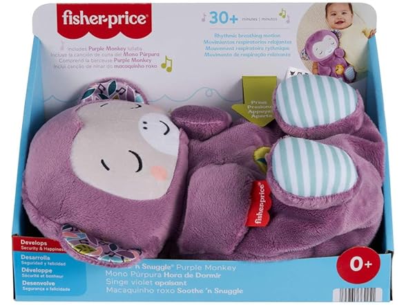 Fisher-Price Baby Soothe ‘n Snuggle Purple Monkey Plush