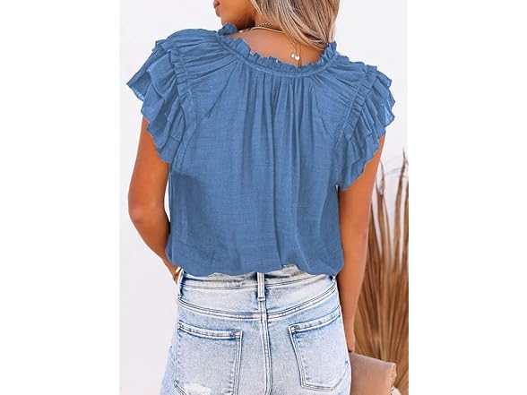 Dokotoo Women (M) V Neck Boho Tops Blouses Shirts