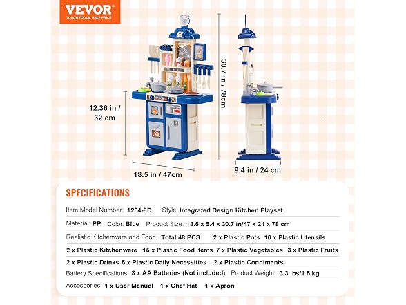 Kids Kitchen Playset, Toddler Kitchen with