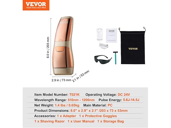 VEVOR Intense Pulsed Light (IPL) Sapphire System Hair Removal