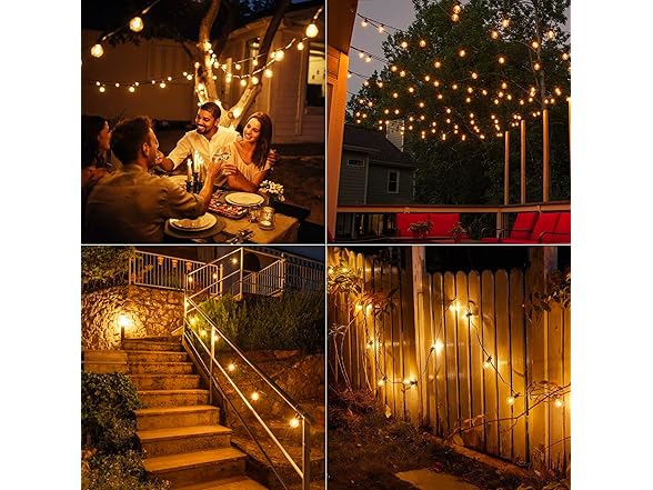 Outdoor String Lights  50ft Connectable Patio Lights
