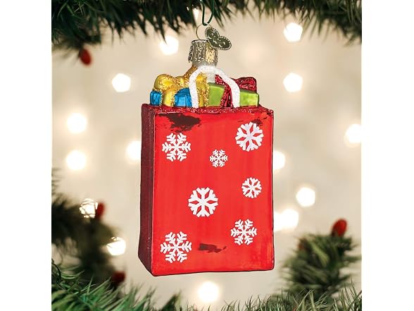 Old World Christmas Holiday Shopping Bag Ornament