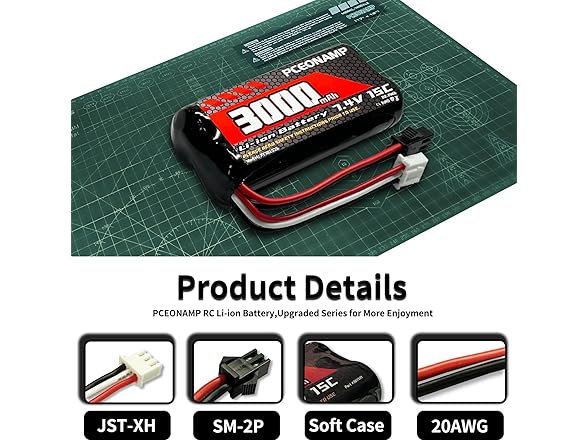 PCEONAMP 7.4V 3000mAh RC Battery