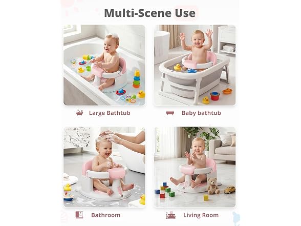 ONTHEWEI Pink Baby Bath Seat