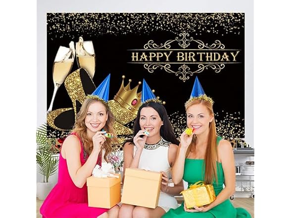 Dorcev 10x8ft Happy Birthday Backdrop
