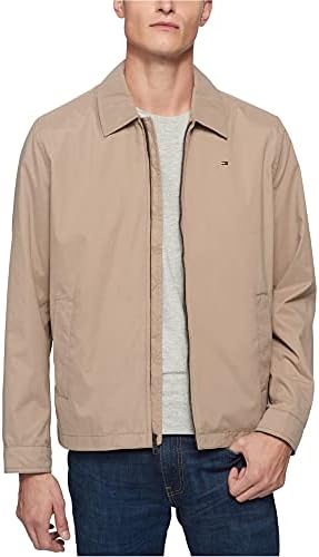 Tommy Hilfiger Men's Lightweight Microtwill Golf Jacket (Standard and Big & Tall), Deep Khaki, Large