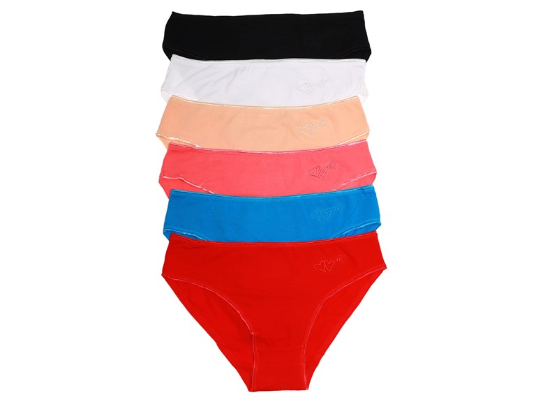 Angelina G6796_ASST_6_UM Medium (4-6) Angelina Cotton Bikini Panties with Hearts Embroidery (6-Pack) Assorted (6 Pack)