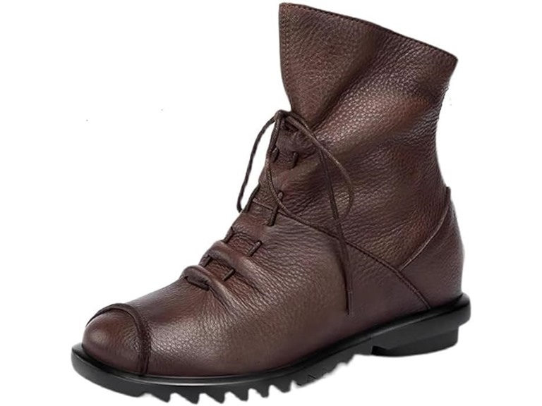 Women's Leather Casual Soft Flat Boots