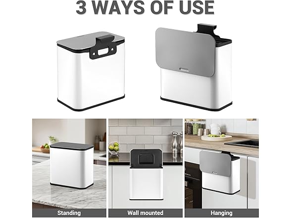 OUTLANE 1.3 Gallon Slim Hanging Stainless Steel Trash
