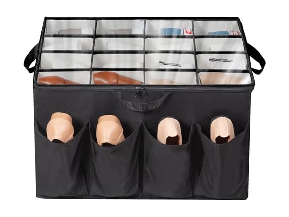 Fabric Shoe Organizer for Closet,Black, 1 Pack