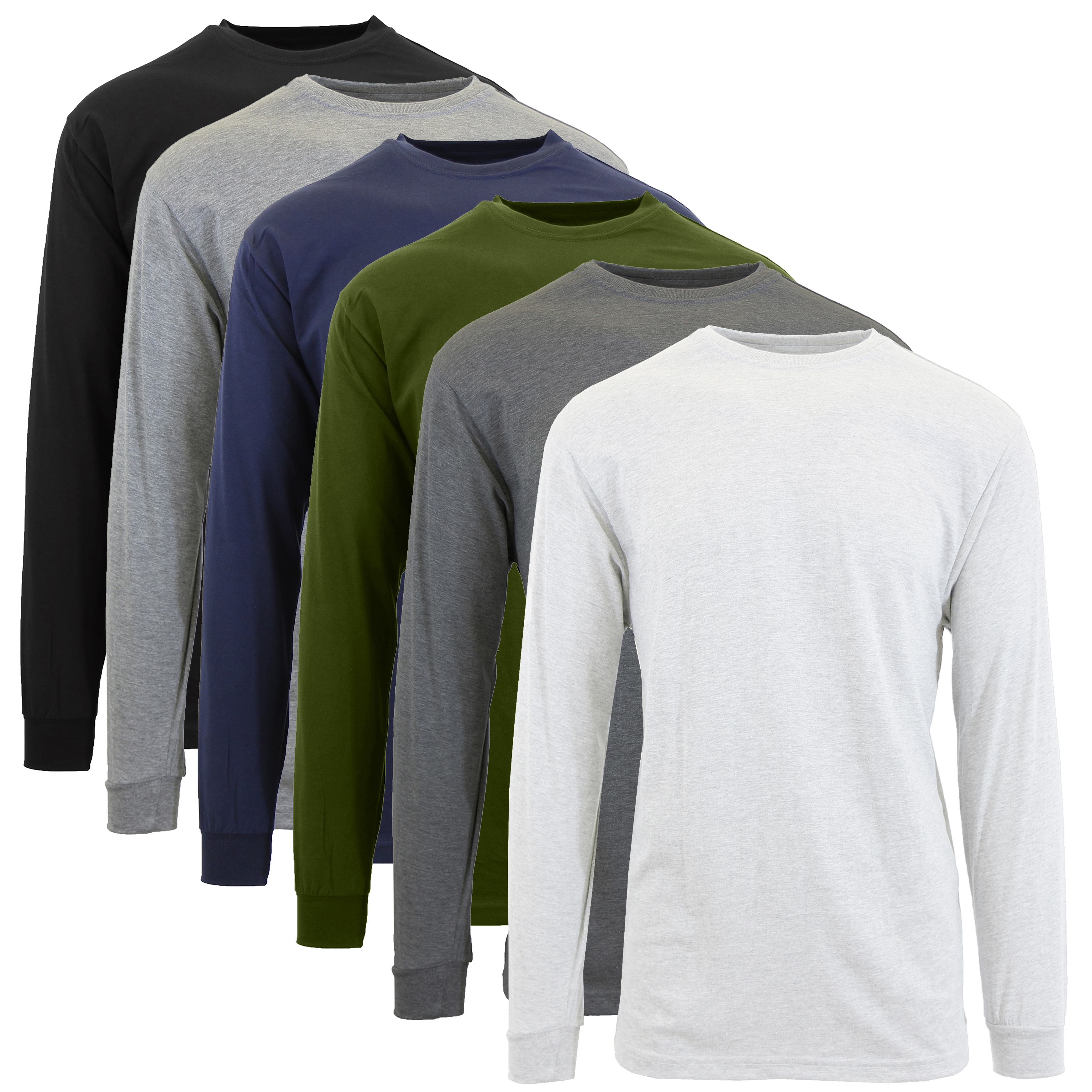 (3 or 6Pk) Mens L/S Crew Neck Solid Shirt - Gallery 21