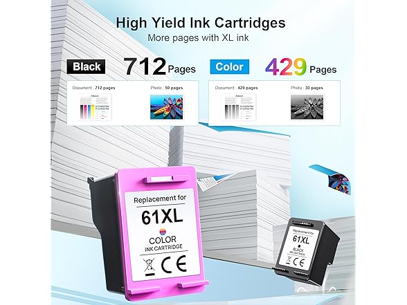 Adoccur 61XL HP Ink Cartridges, 2-Pack