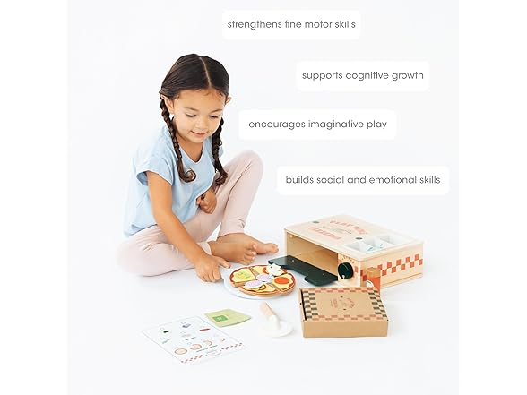 Pearhead Wooden Pizzeria Montessori Set, 38-Piece