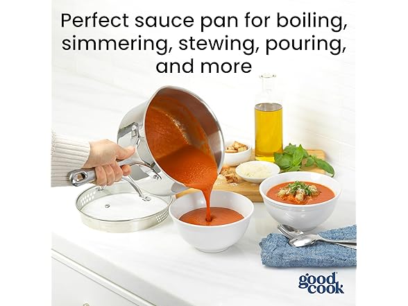 GoodCook Stainless Steel Sauce Pan with Strainer Lid 