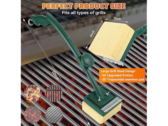 Grill Brush Bristle Free with Scraper