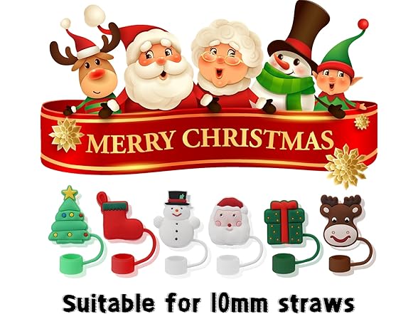 Christmas Straw Covers Cap Toppers