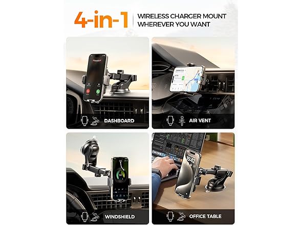 CHGeek 15W Wireless Charging Car Phone Holder Mount