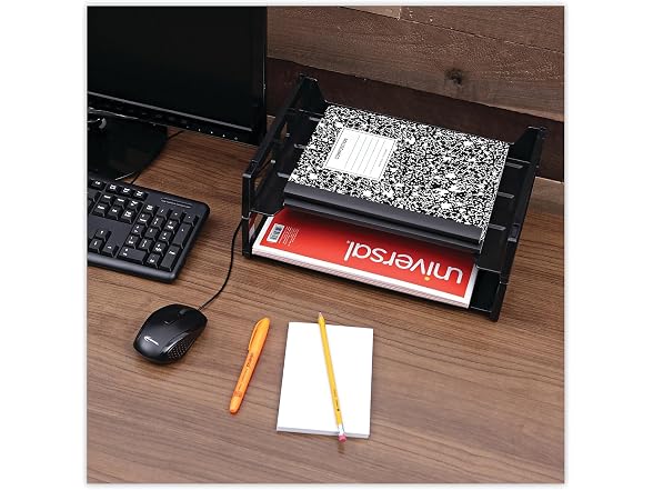 UNV08100 Universal Side Load Letter Desk Tray, Black