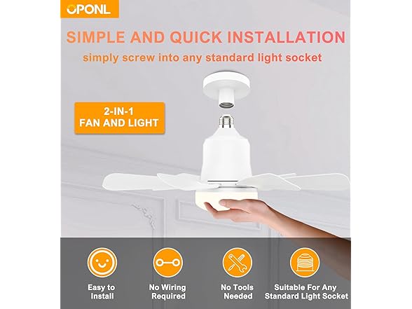 OPONL Socket Fan Light with Remote