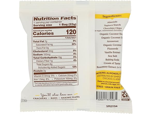 Simple Mills Chocolate Chip Cookie Snack Packs