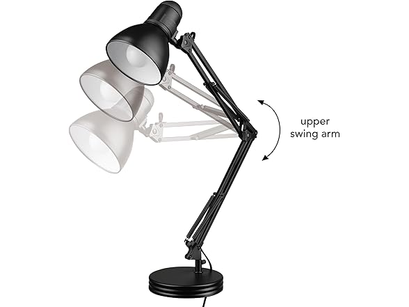 GLOBE Swing Arm Desk Lamp 28in Black