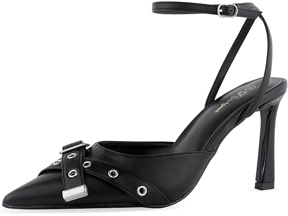 GYephgour Closed Toe Ankle Strap Heels