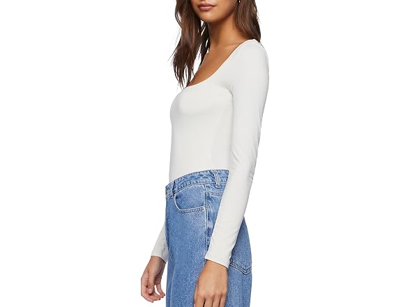 Forever 21 (M) Long-Sleeve Bodysuit Cream