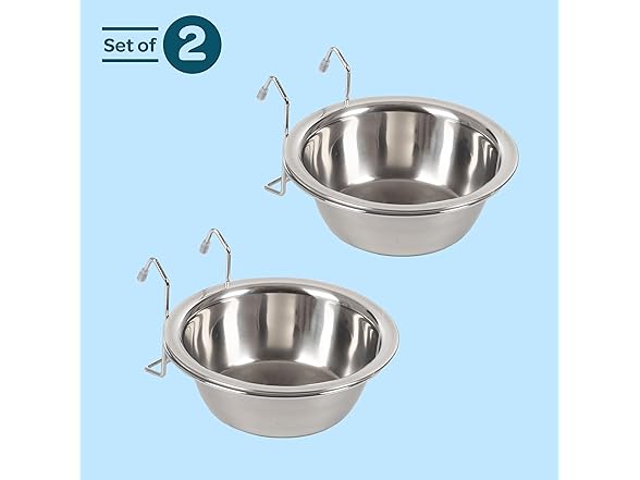 Set of 2 Stainless-Steel Dog Bowls