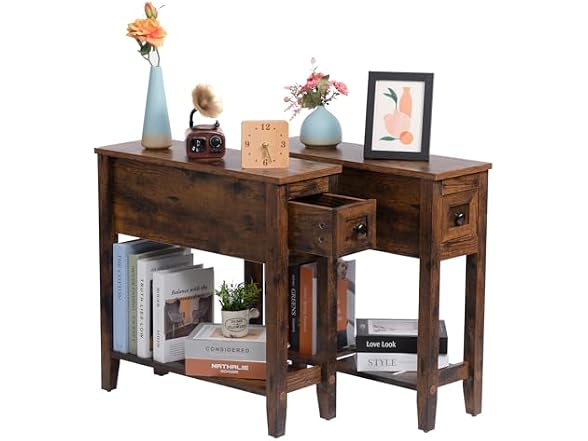 LUSUOWLZ Brown 2 Pack Narrow End Table