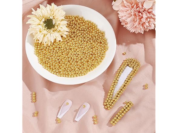 OLYCRAFT 2400Pcs 4mm Mini Golden Pearl Beads - Gallery 5